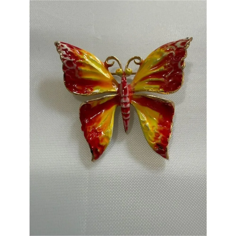 1960s / 70s Weiss Vibrant Bohemian Hippie Woodstock Enamel Butterfly Brooch